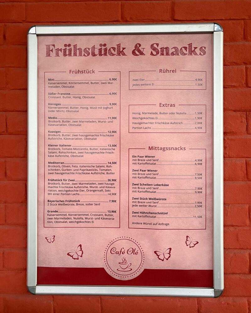 Speisekarten Gestaltung und Druck für Café in Dingolfing