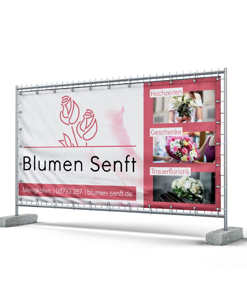 Mesh Bauzaunbanner Gestaltung und Druck für Gärtnerei in Mengkofen