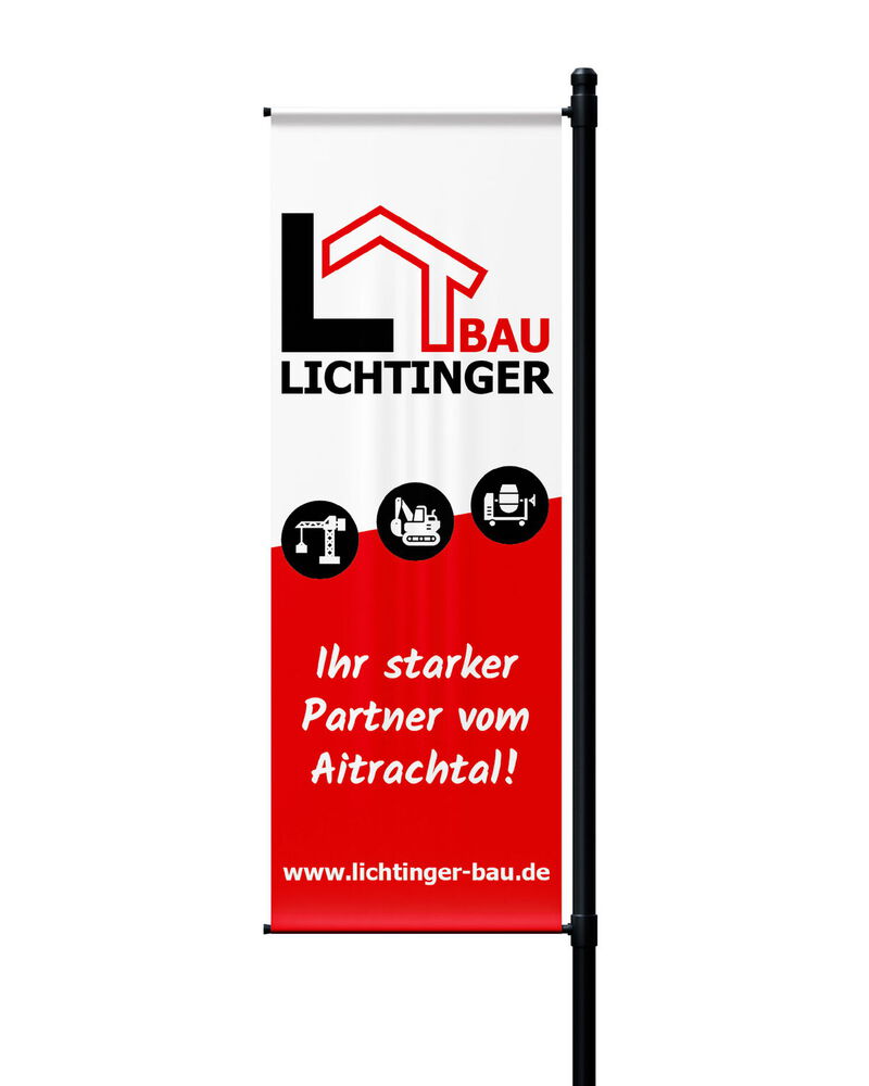 Fahne außen bedruckt für Baufirma