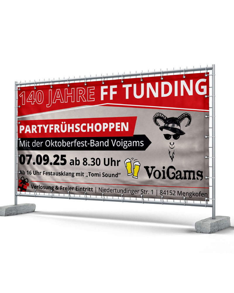 Mesh Bauzaunbanner Gestaltung und Druck für Feuerwehr Tunding
