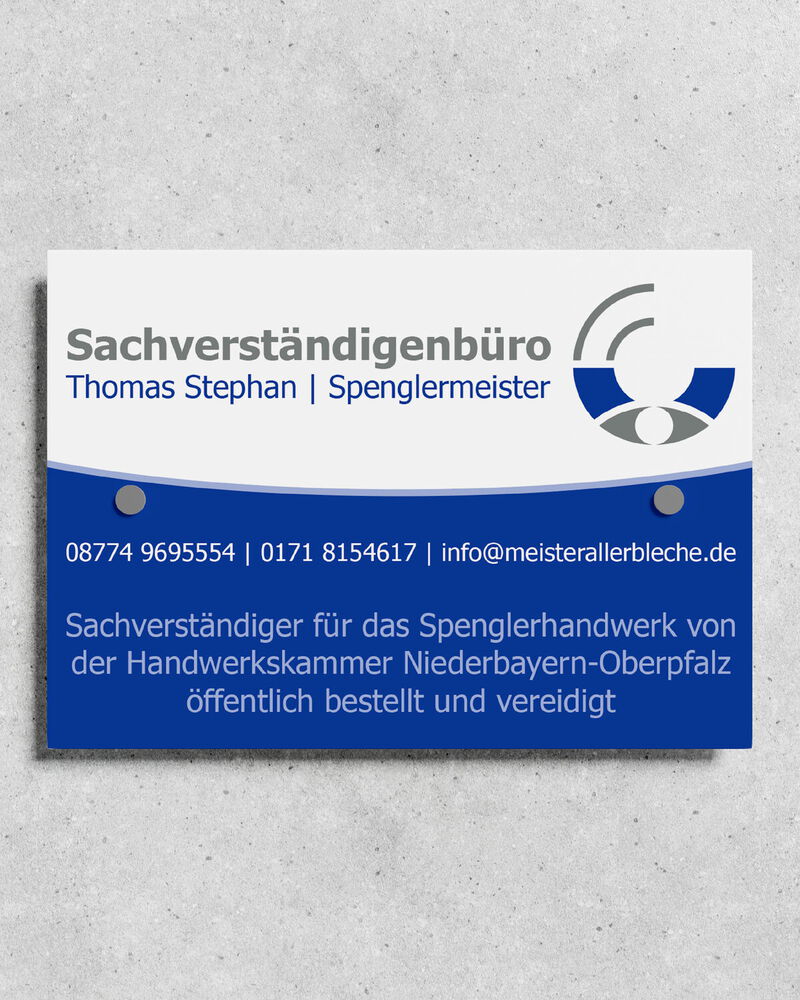 Fassadenschild gedruckt auf Aluminium Verbund Platte
